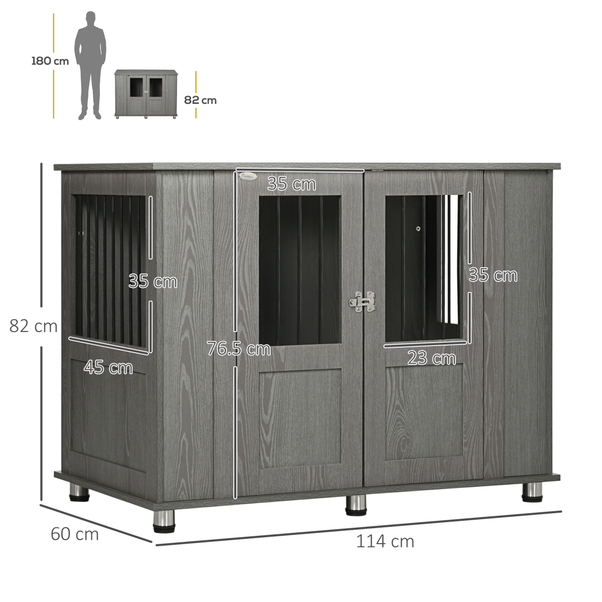 Dog Crate Kennel Cage for Extra Large Dog, Indoor End Table, Grey