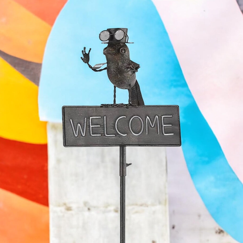 53" METAL BIRD WELCOME GARDEN STAKE