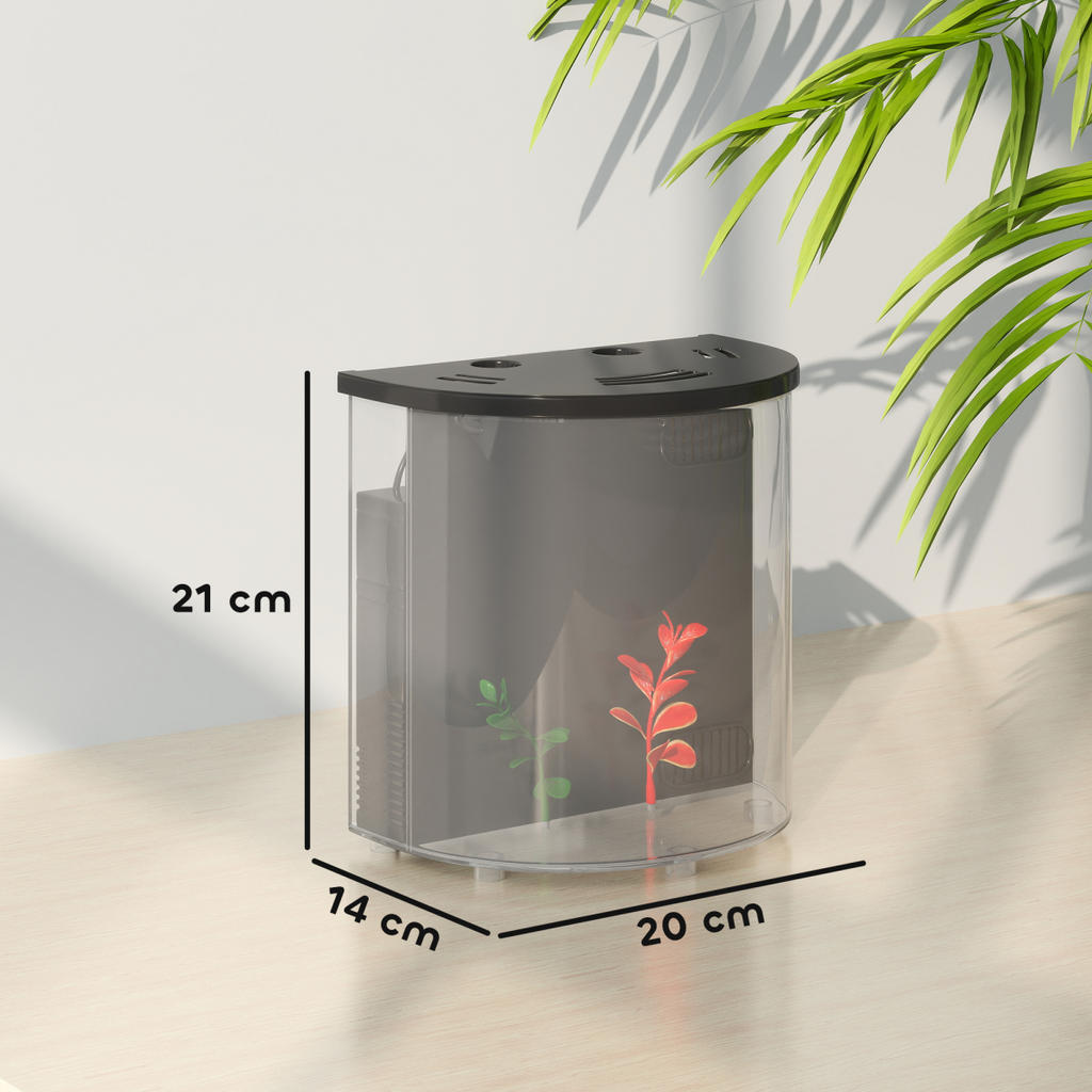 PawHut Fish Tank, 3L Nano Aquarium Starter Kit with Filter System, LED Light
