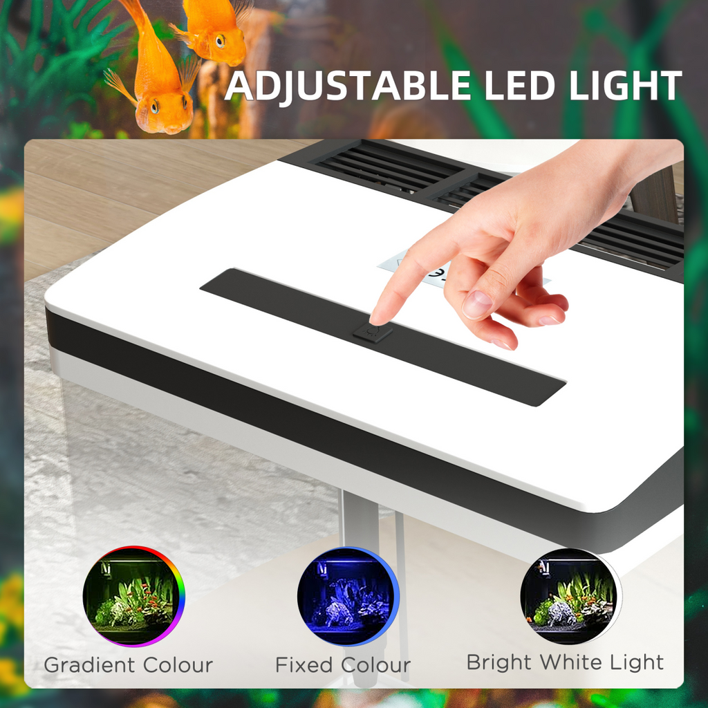 PawHut Aquarium 13L Glass Fish Tank w/ Filter, LED Lighting, Water Pump