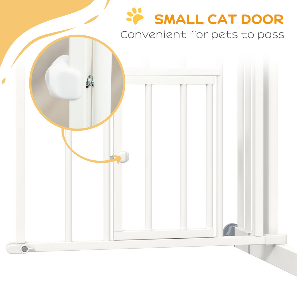 PawHut Pressure Fit, Safety Gate Dog Gate w/ Small Cat Door Opening, 74-80cm