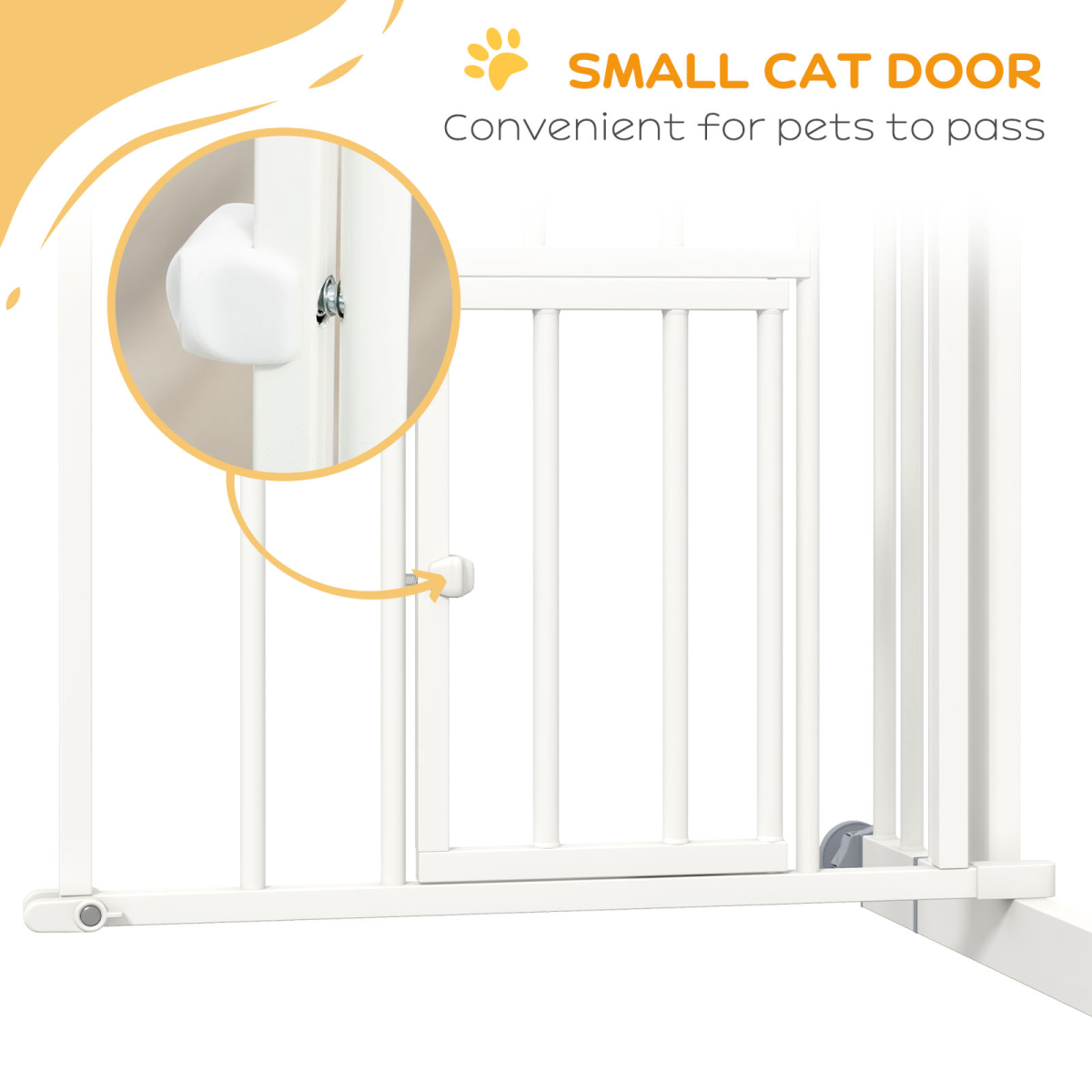 PawHut Pressure Fit, Safety Gate Dog Gate w/ Small Cat Door Opening, 74-80cm