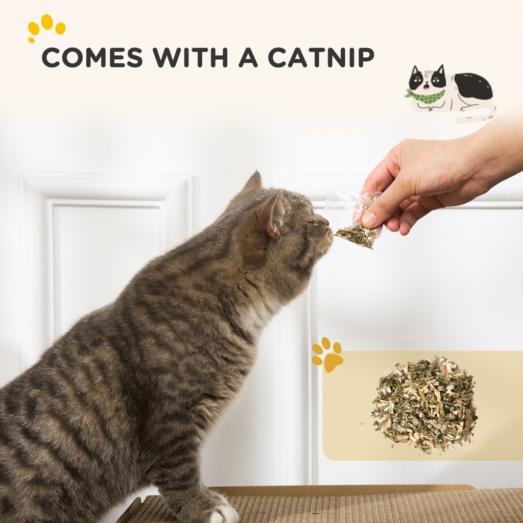 PawHut TV Shape Cat Scratching Board with Catnip, for Indoor Cats, Brown